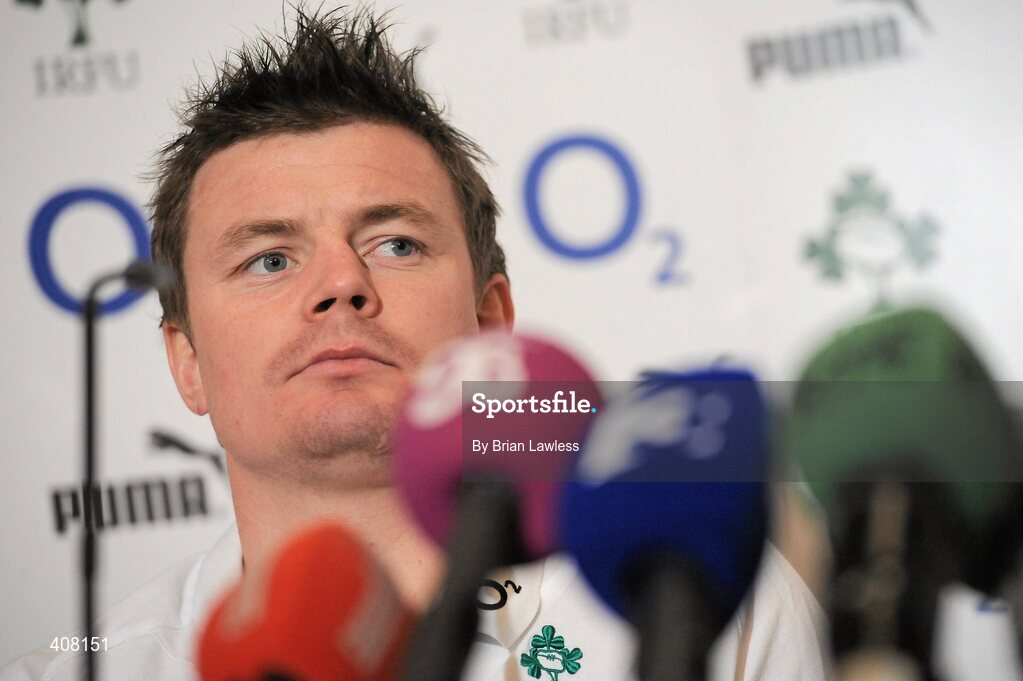 9 March 2010; Ireland captain Brian O'Driscoll during the rugby squad team announcement ahead of their RBS Six Nations Rugby Championship match against Wales on Saturday. Fitzpatrick's Castle Hotel, Killiney, Co. Dublin. Picture credit; Brian Lawless / SPORTSFILE
