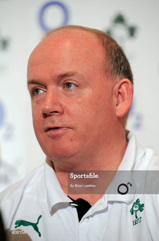 9 March 2010; Ireland head coach Declan Kidney during the rugby squad team announcement ahead of their RBS Six Nations Rugby Championship match against Wales on Saturday. Fitzpatrick's Castle Hotel, Killiney, Co. Dublin. Picture credit; Brian Lawless / SPORTSFILE