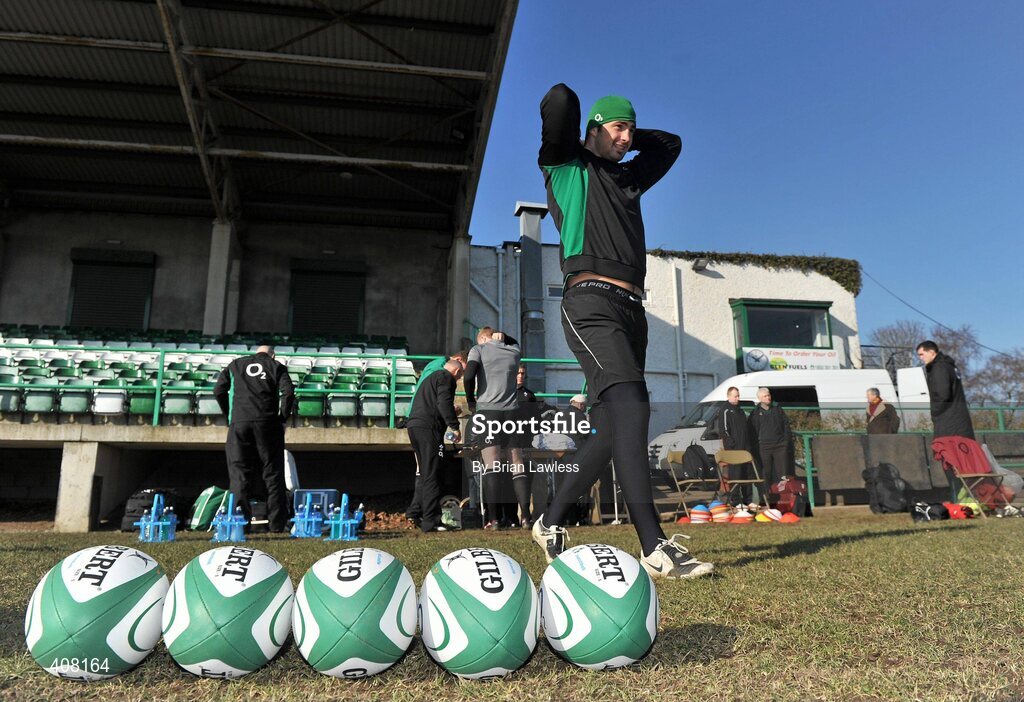 9 March 2010; Ireland's Rob Kearney during rugby squad training ahead of their RBS Six Nations Rugby Championship match against Wales on Saturday. Dr. Hickey Park, Greystones, Co. Wicklow. Picture credit; Brian Lawless / SPORTSFILE