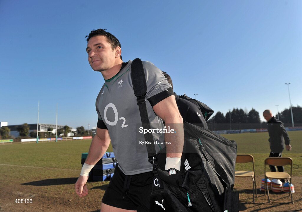 9 March 2010; Ireland's David Wallace arriving for rugby squad training ahead of their RBS Six Nations Rugby Championship match against Wales on Saturday. Dr. Hickey Park, Greystones, Co. Wicklow. Picture credit; Brian Lawless / SPORTSFILE