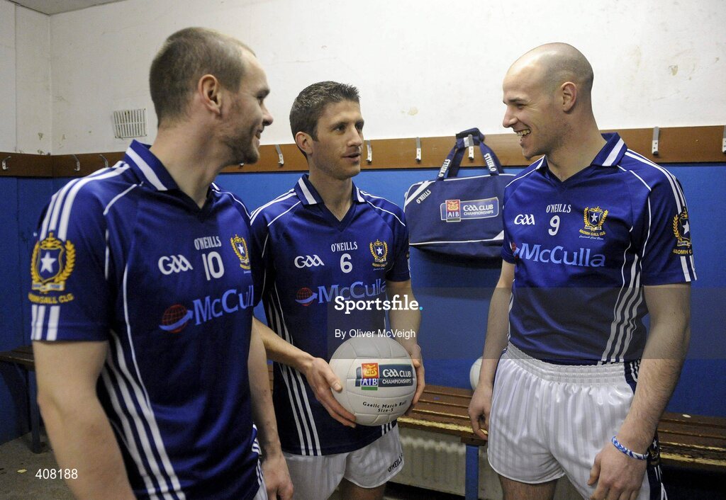 9 March 2010; Pictured at the AIB GAA Club Championship Final press conference are St. Galls players Colin Brady, Sean Kelly and Aodhan Gallagher. St. Galls will take on Kilmurry Ibrickane in the AIB GAA Football Senior Championship Finals on St. Patrick's Day, 17th March, in Croke Park. St Galls, Belfast, Co. Antrim. Picture credit: Oliver McVeigh / SPORTSFILE