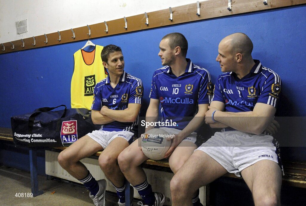 9 March 2010; Pictured at the AIB GAA Club Championship Final press conference are St. Galls players Sean Kelly, Colin Brady and Aodhan Gallagher. St. Galls will take on Kilmurry Ibrickane in the AIB GAA Football Senior Championship Finals on St. Patrick's Day, 17th March, in Croke Park. St Galls, Belfast, Co. Antrim. Picture credit: Oliver McVeigh / SPORTSFILE