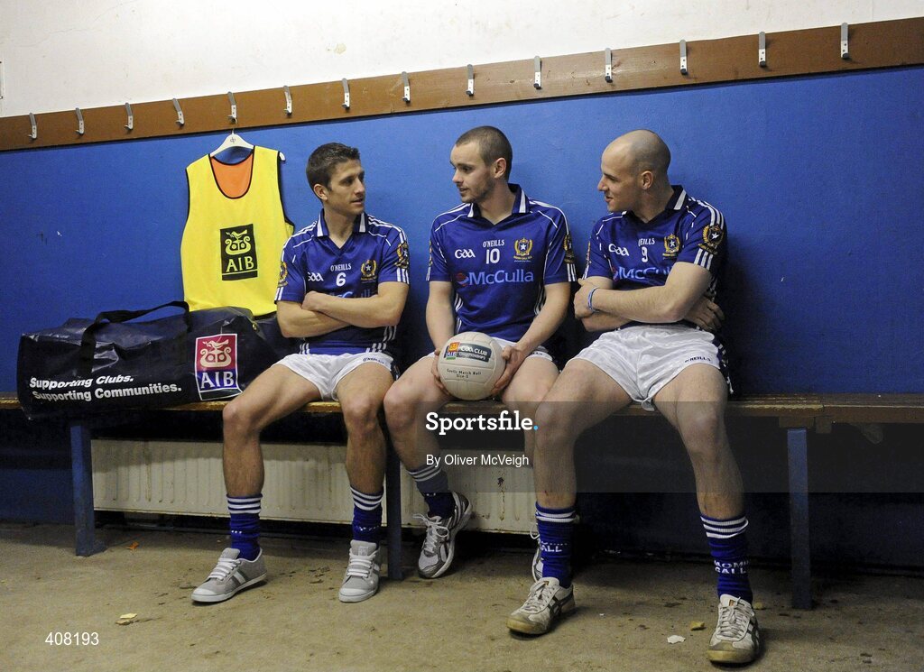 9 March 2010; Pictured at the AIB GAA Club Championship Final press conference are St. Galls players Sean Kelly, Colin Brady and Aodhan Gallagher. St. Galls will take on Kilmurry Ibrickane in the AIB GAA Football Senior Championship Finals on St. Patrick's Day, 17th March, in Croke Park. St Galls, Belfast, Co. Antrim. Picture credit: Oliver McVeigh / SPORTSFILE