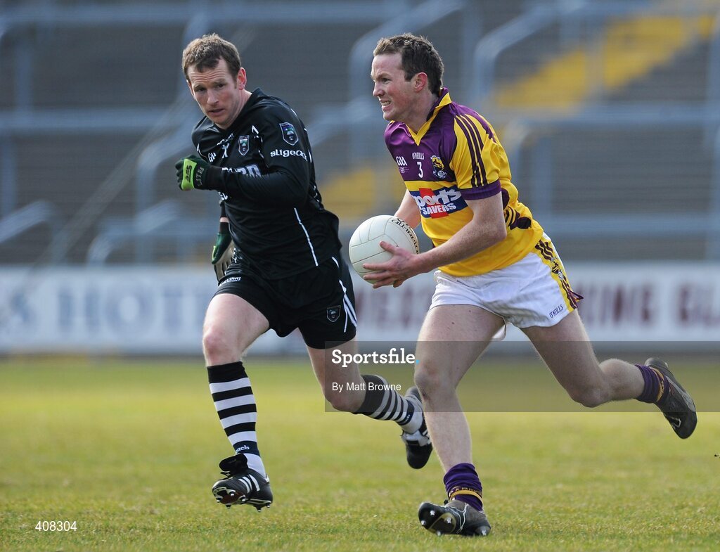 7 March 2010; David Walsh, Wexford, in action against Mark Breheny, Sligo. Allianz National Football League, Division 3, Round 3, Wexford v Sligo, Wexford Park, Wexford. Picture credit: Matt Browne / SPORTSFILE