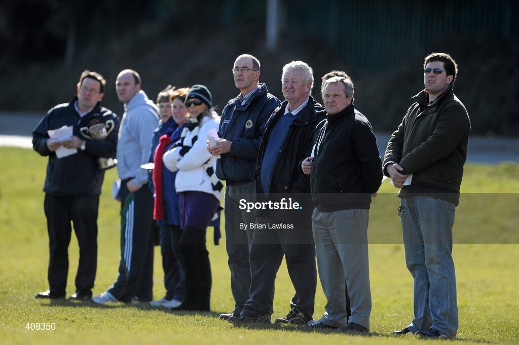 10 March 2010; Former Dublin manager Tommy Lyons, second from right, and his former selector Dave Billings, third from right, watch on during the match. Dublin School Junior Football A Final, St Benildus College v Colaiste Eoin, UCD, Belfield, Dublin. Picture credit: Brian Lawless / SPORTSFILE