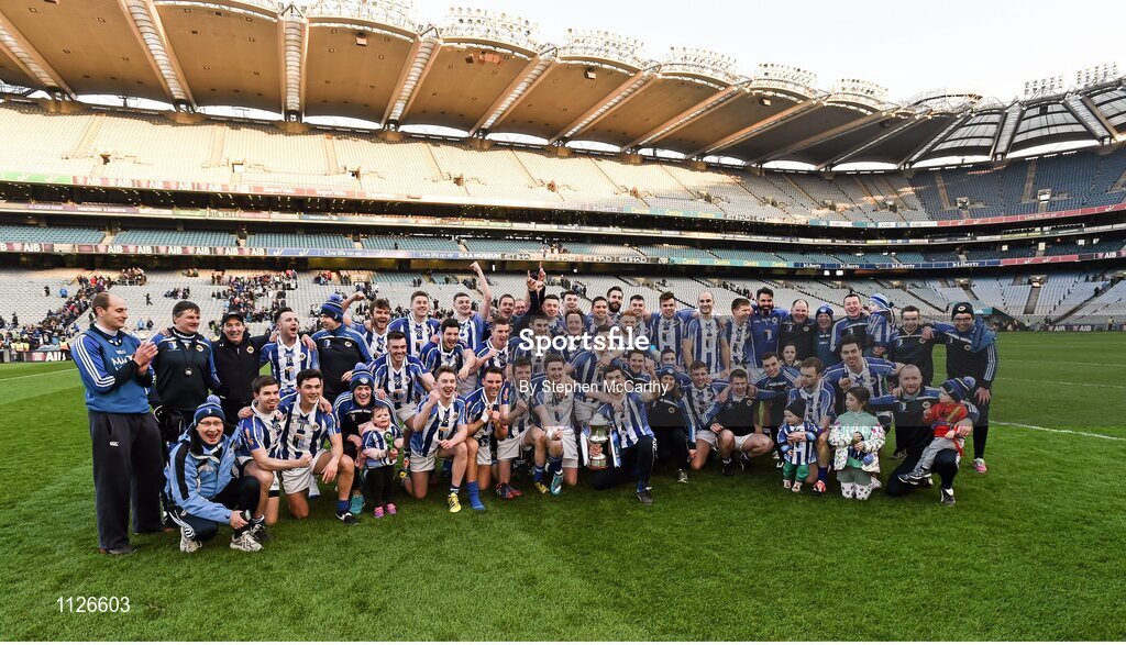 17 March 2016;  Ballyboden St Endas players and management celebrate their victory. AIB GAA Football All-Ireland Senior Club Championship Final, Ballyboden St Endas, Dublin, v Castlebar Mitchels, Mayo. Croke Park, Dublin. Picture credit: Stephen McCarthy / SPORTSFILE