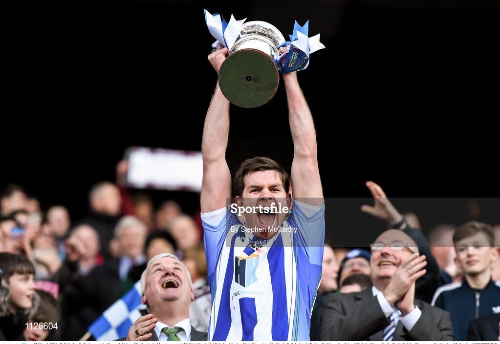 17 March 2016; Ballyboden St Endas captain Darragh Nelson lifts the Andy Merrigan cup. AIB GAA Football All-Ireland Senior Club Championship Final, Ballyboden St Endas, Dublin, v Castlebar Mitchels, Mayo. Croke Park, Dublin. Picture credit: Stephen McCarthy / SPORTSFILE
