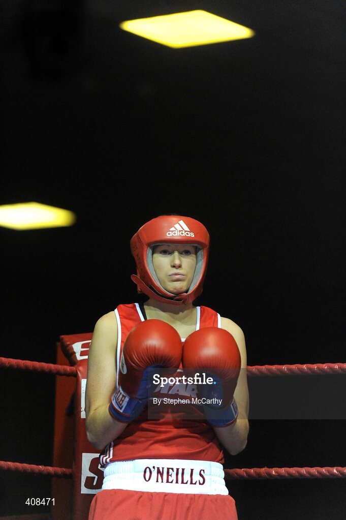 6 March 2010; Sharon McGing, St Annes Westport, during her women;s novice 54kg final bout with Amanda Loughlin, Bray. Men's Elite & Women's Novice National Championships 2010 Finals - Saturday Evening Session, National Stadium, Dublin. Picture credit: Stephen McCarthy / SPORTSFILE