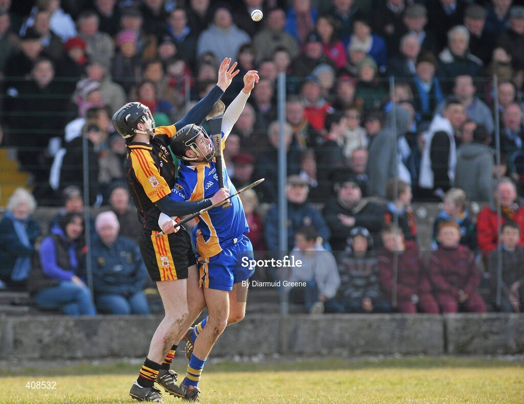 11 March 2010; Declan Hannon, Ard Scoil Ris, in action against Aiden McCormack, Thurles CBS. Harty Cup Final, 2nd Replay, Thurles CBS v Ard Scoil Ris, McDonagh Park, Nenagh, Co. Tipperary. Picture credit: Diarmuid Greene / SPORTSFILE