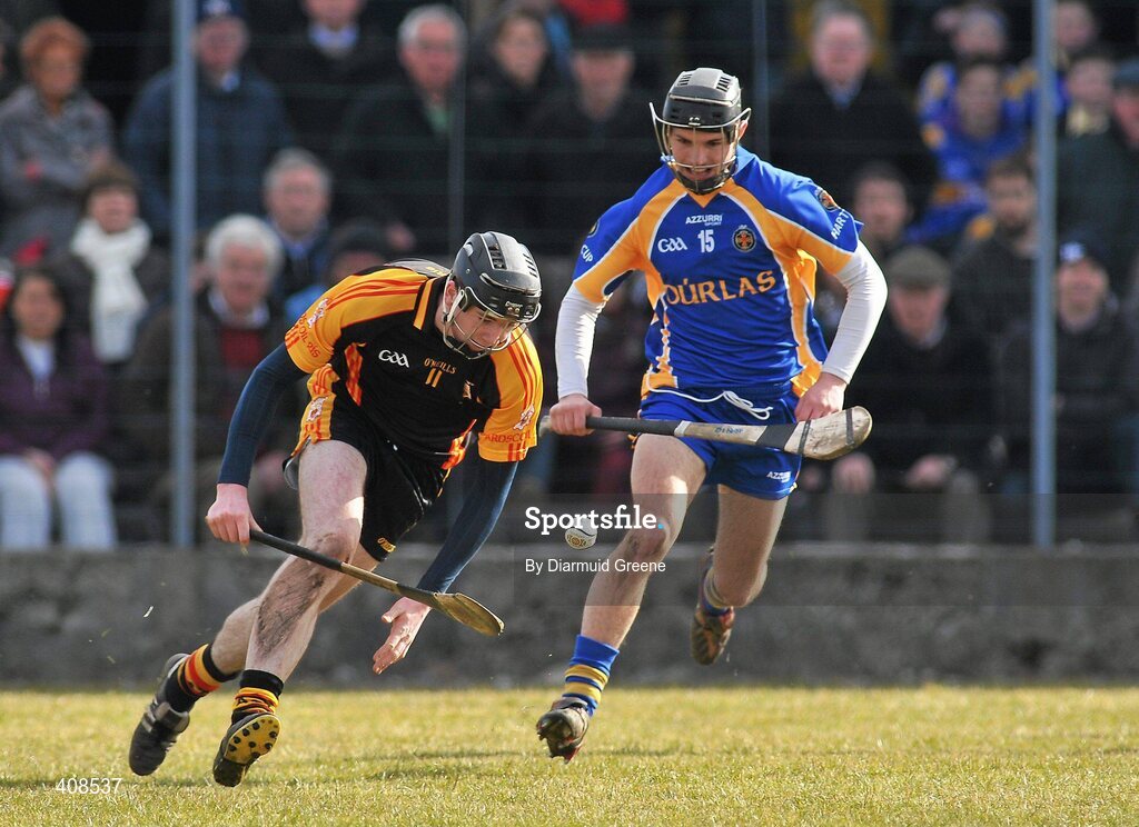 11 March 2010; Declan Hannon, Ard Scoil Ris, in action against Aiden McCormack, Thurles CBS. Harty Cup Final, 2nd Replay, Thurles CBS v Ard Scoil Ris, McDonagh Park, Nenagh, Co. Tipperary. Picture credit: Diarmuid Greene / SPORTSFILE