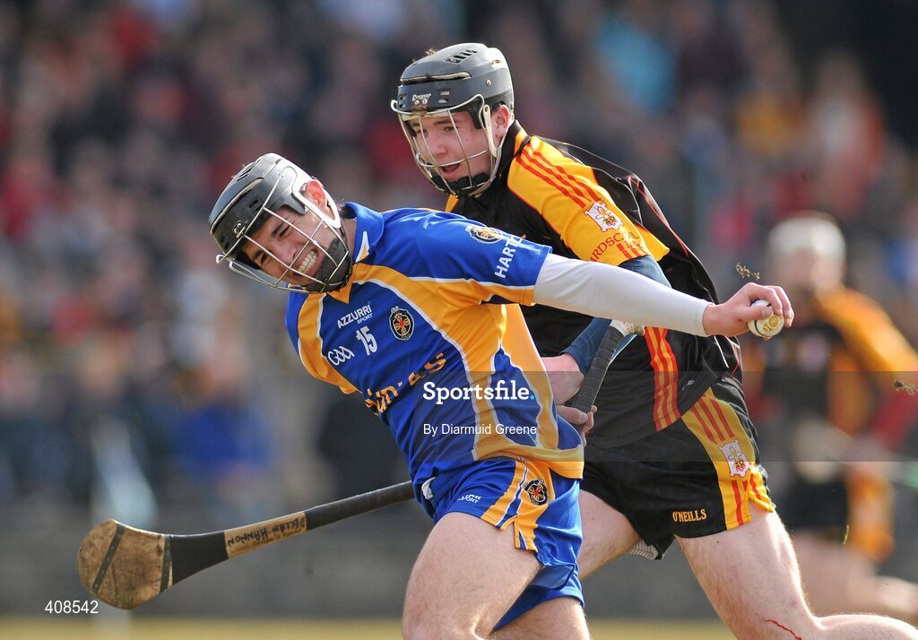 11 March 2010; Aiden McCormack, Thurles CBS, in action against Declan Hannon, Ard Scoil Ris. Harty Cup Final, 2nd Replay, Thurles CBS v Ard Scoil Ris, McDonagh Park, Nenagh, Co. Tipperary. Picture credit: Diarmuid Greene / SPORTSFILE