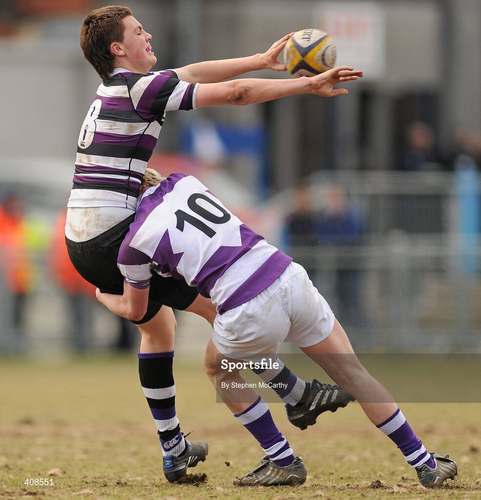 11 March 2010; Harrison Brewer, Terenure College, in action against William Lappin, Clongowes Wood College SJ. Leinster Schools Junior Cup Semi-Final, Clongowes Wood College SJ v Terenure College, Donnybrook Stadium, Donnybrook, Dublin. Picture credit: Stephen McCarthy / SPORTSFILE