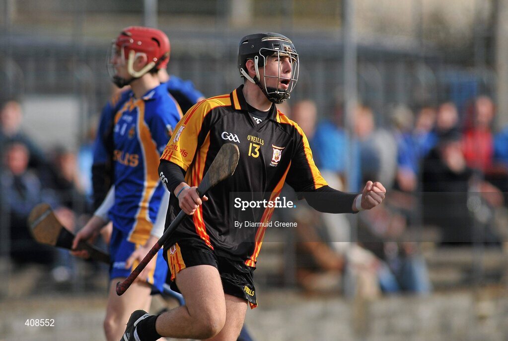 11 March 2010; John Fitzgibbon, Ard Scoil Ris, celebrates after scoring his side's third goal. Harty Cup Final, 2nd Replay, Thurles CBS v Ard Scoil Ris, McDonagh Park, Nenagh, Co. Tipperary. Picture credit: Diarmuid Greene / SPORTSFILE