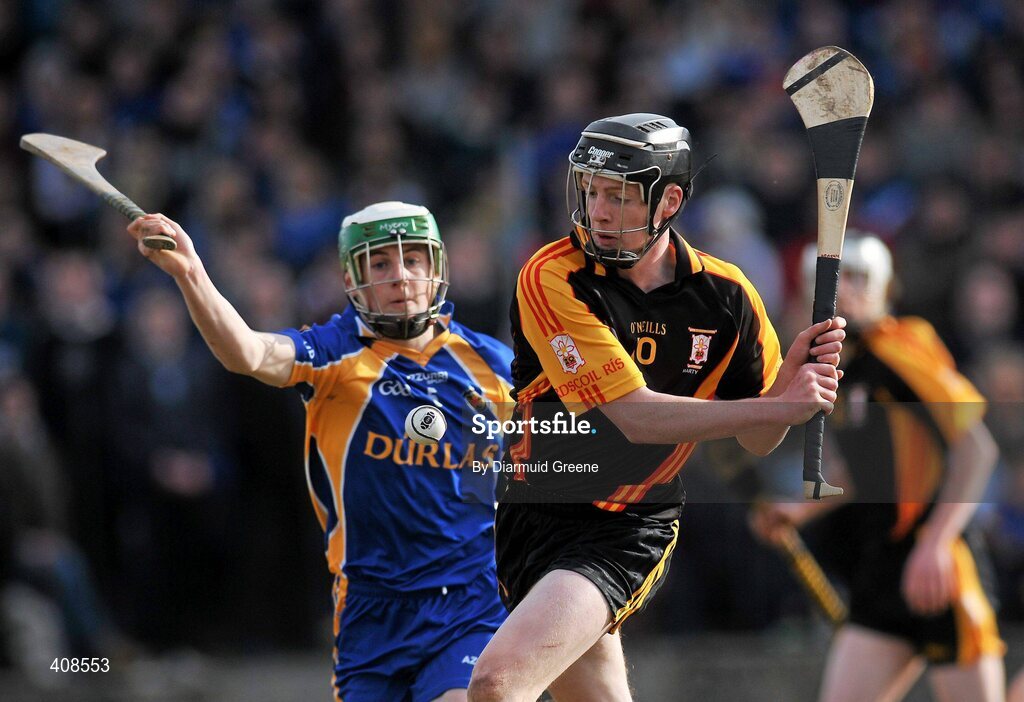 11 March 2010; Mark Ryan, Ard Scoil Ris, in action against Cathal Barrett, Thurles CBS. Harty Cup Final, 2nd Replay, Thurles CBS v Ard Scoil Ris, McDonagh Park, Nenagh, Co. Tipperary. Picture credit: Diarmuid Greene / SPORTSFILE