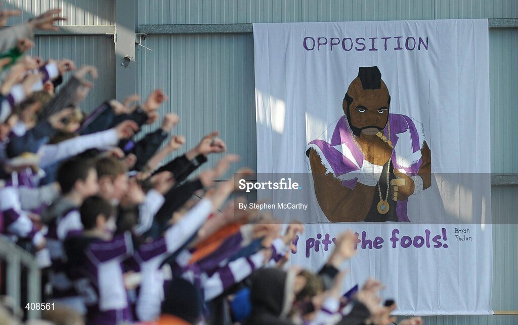 11 March 2010; Clongowes Wood College SJ supporters ahead of the game. Leinster Schools Junior Cup Semi-Final, Clongowes Wood College SJ v Terenure College, Donnybrook Stadium, Donnybrook, Dublin. Picture credit: Stephen McCarthy / SPORTSFILE