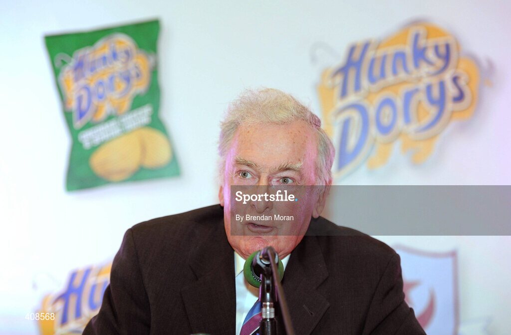11 March 2010; Hunky Dorys and former League of Ireland champions Drogheda United have announced a major two year sponsorship deal, which will include United Park being renamed Hunky Dorys Park and the first and reserve teams will carry the Hunky Dory logo. Speaking at the announcement is club director Vincent Hoey. Herbert Park Hotel, Ballsbridge, Dublin. Picture credit: Brendan Moran / SPORTSFILE