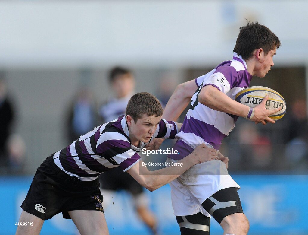 11 March 2010; Jack Murphy, Clongowes Wood College SJ, in action against Jordan Lynch, Terenure College. Leinster Schools Junior Cup Semi-Final, Clongowes Wood College SJ v Terenure College, Donnybrook Stadium, Donnybrook, Dublin. Picture credit: Stephen McCarthy / SPORTSFILE