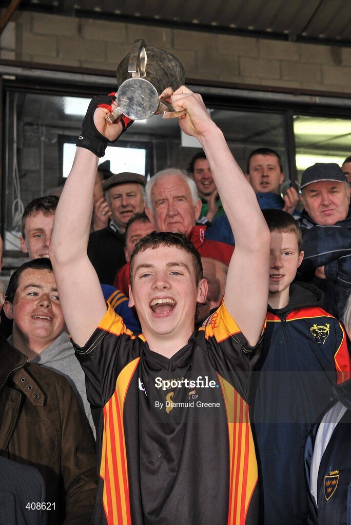 11 March 2010; Ard Scoil Ris captain Sean O'Brien lifts the Dr Harty Cup after victory over Thurles CBS. Harty Cup Final, 2nd Replay, Thurles CBS v Ard Scoil Ris, McDonagh Park, Nenagh, Co. Tipperary. Picture credit: Diarmuid Greene / SPORTSFILE