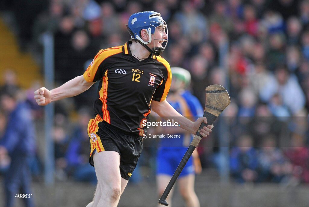 11 March 2010; Brendan O'Connor, Ard Scoil Ris, celebrates after scoring a late point. Harty Cup Final, 2nd Replay, Thurles CBS v Ard Scoil Ris, McDonagh Park, Nenagh, Co. Tipperary. Picture credit: Diarmuid Greene / SPORTSFILE