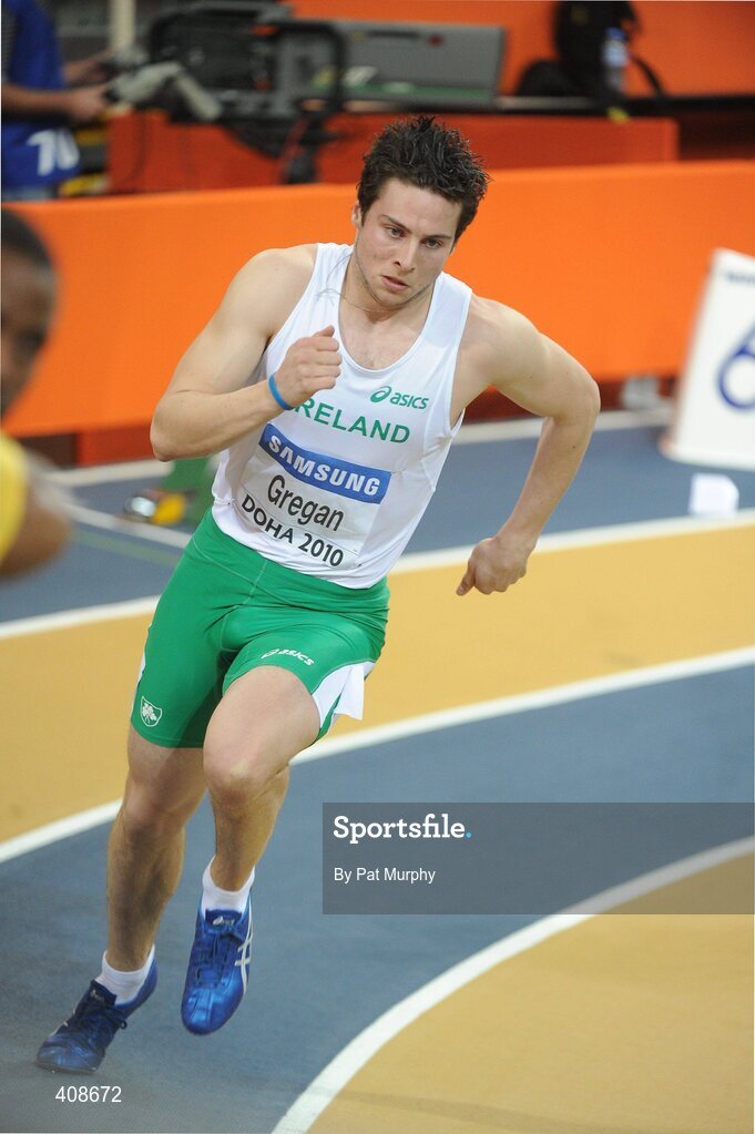 12 March 2010; Ireland's Brian Gregan who finished in third place and failed to qualify from his Men's 400m heat with a time of 47.26s during the 13th IAAF World Indoor Athletics Championships, Doha, Qatar. Picture credit: Pat Murphy / SPORTSFILE