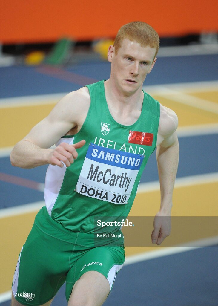 12 March 2010; Ireland's David McCarthy who finished in 4th place and failed to qualify from his Men's 800m heat despite running a seasons best time of 1:51.88. 13th IAAF World Indoor Athletics Championships, Doha, Qatar. Picture credit: Pat Murphy / SPORTSFILE