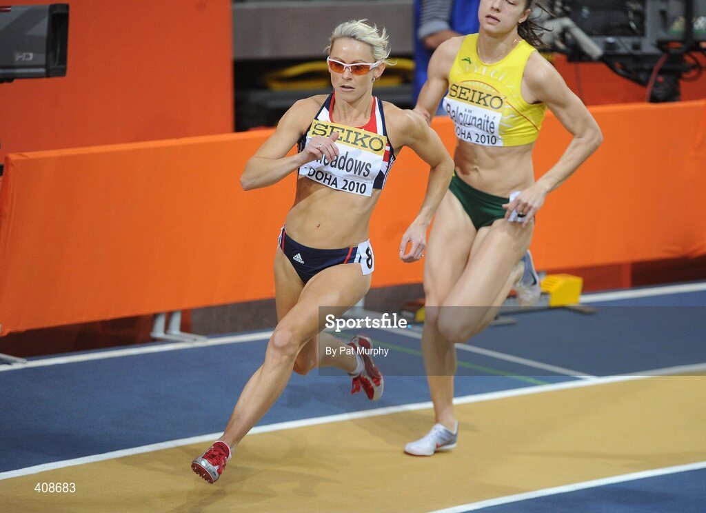 12 March 2010; Jennifer Meadows, Great Britain, on her way to winning her Women's 800m heat at the 13th IAAF World Indoor Athletics Championships, Doha, Qatar. Picture credit: Pat Murphy / SPORTSFILE