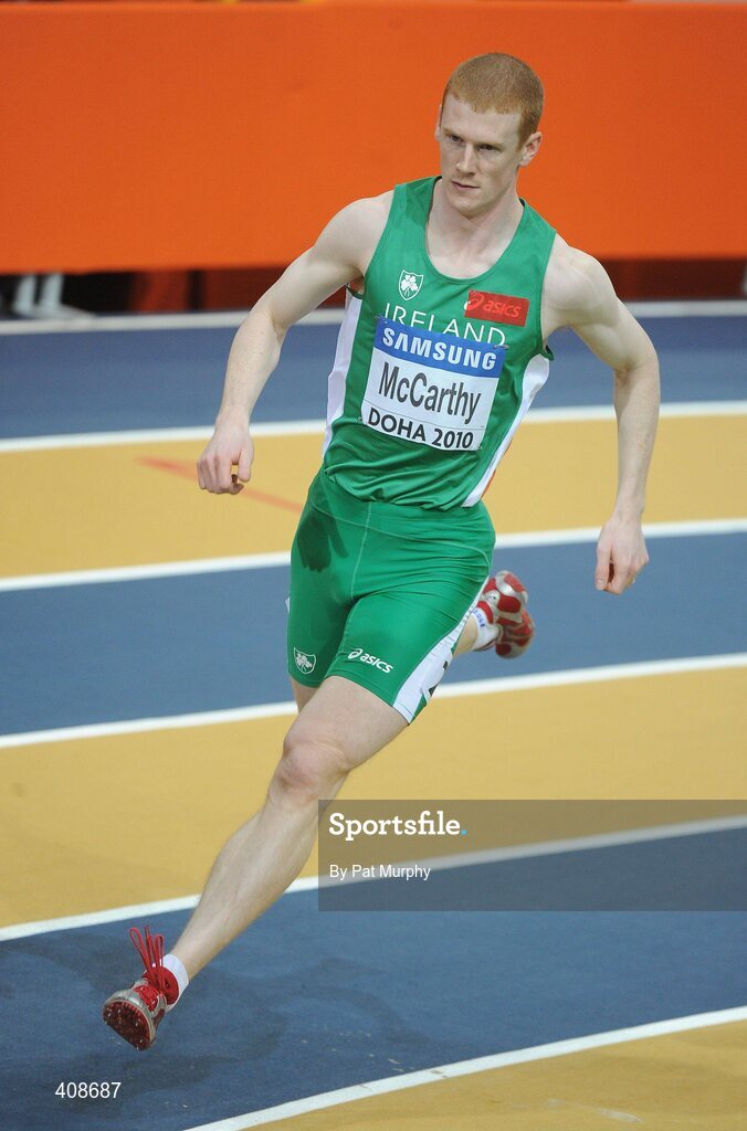 12 March 2010; Ireland's David McCarthy who finished in 4th place and failed to qualify from his Men's 800m heat despite running a seasons best time of 1:51.88. 13th IAAF World Indoor Athletics Championships, Doha, Qatar. Picture credit: Pat Murphy / SPORTSFILE