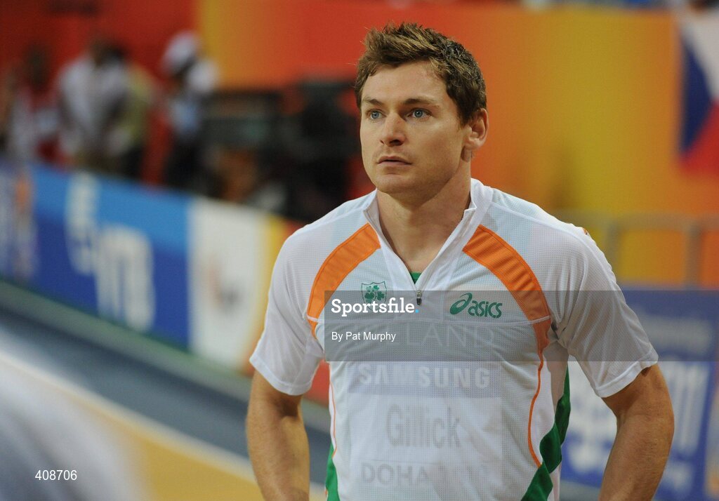 12 March 2010; Ireland's David Gillick warms up before winning his Men's 400m heat with a time of 46.72s during the 13th IAAF World Indoor Athletics Championships, Doha, Qatar. Picture credit: Pat Murphy / SPORTSFILE