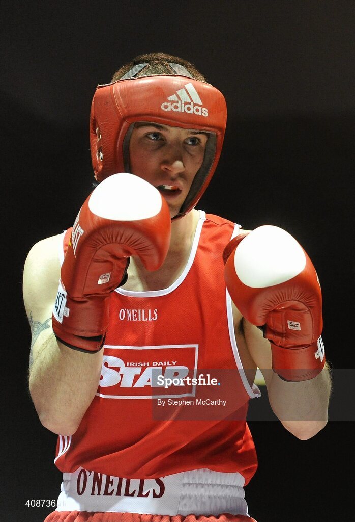 6 March 2010; John Joe Nevin, Cavan, in action against Derek Thorpe, St Aidans, during their men's elite 54kg final bout. Men's Novice National Championships 2010 Finals - Saturday Afternoon Session, National Stadium, Dublin. Picture credit: Stephen McCarthy / SPORTSFILE
