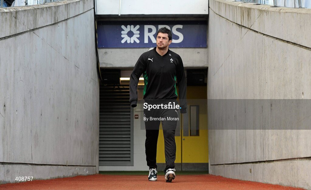 12 March 2010; Ireland's Rob Kearney makes his way to the pitch before the squad captain's run ahead of their RBS Six Nations Rugby Championship match against Wales on Saturday. Croke Park, Dublin. Picture credit: Brendan Moran / SPORTSFILE