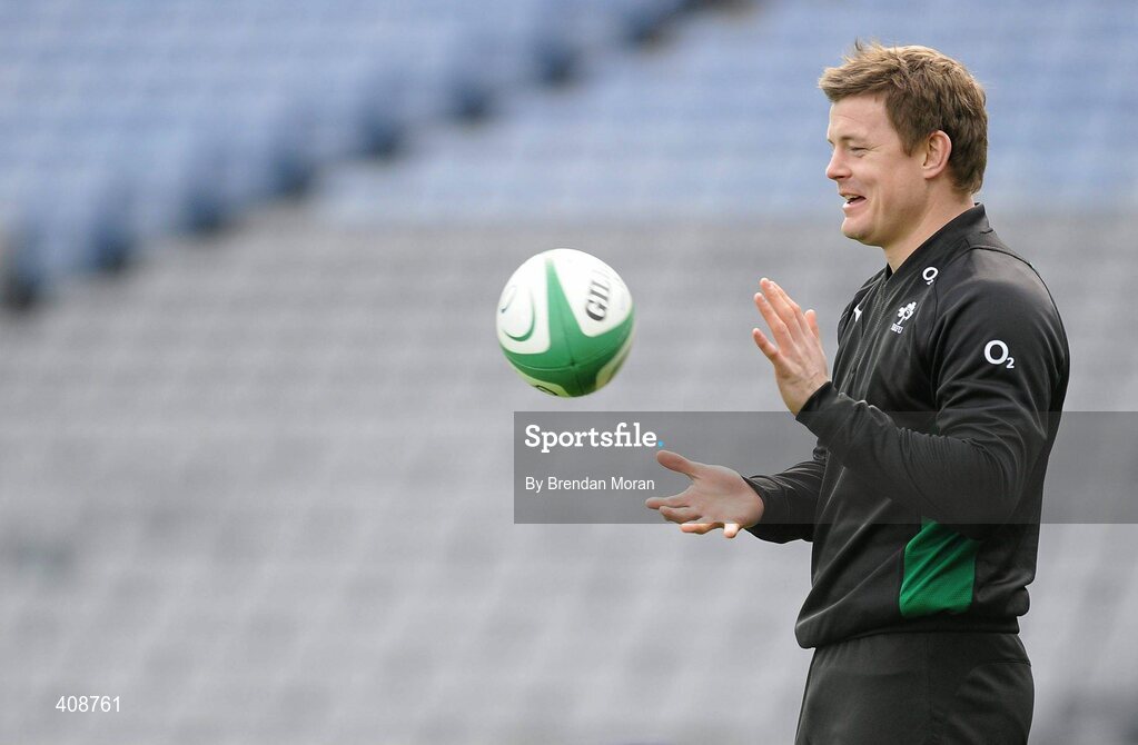 12 March 2010; Ireland captain Brian O'Driscoll in action during the squad captain's run ahead of their RBS Six Nations Rugby Championship match against Wales on Saturday. Croke Park, Dublin. Picture credit: Brendan Moran / SPORTSFILE