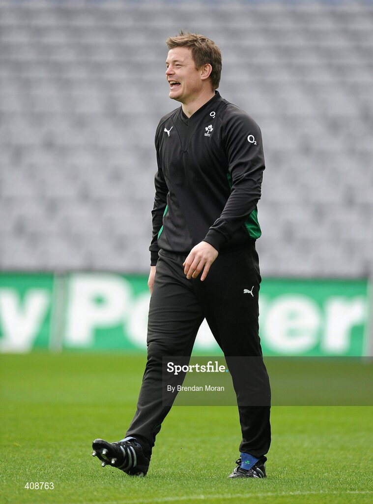 12 March 2010; Ireland captain Brian O'Driscoll during the squad captain's run ahead of their RBS Six Nations Rugby Championship match against Wales on Saturday. Croke Park, Dublin. Picture credit: Brendan Moran / SPORTSFILE