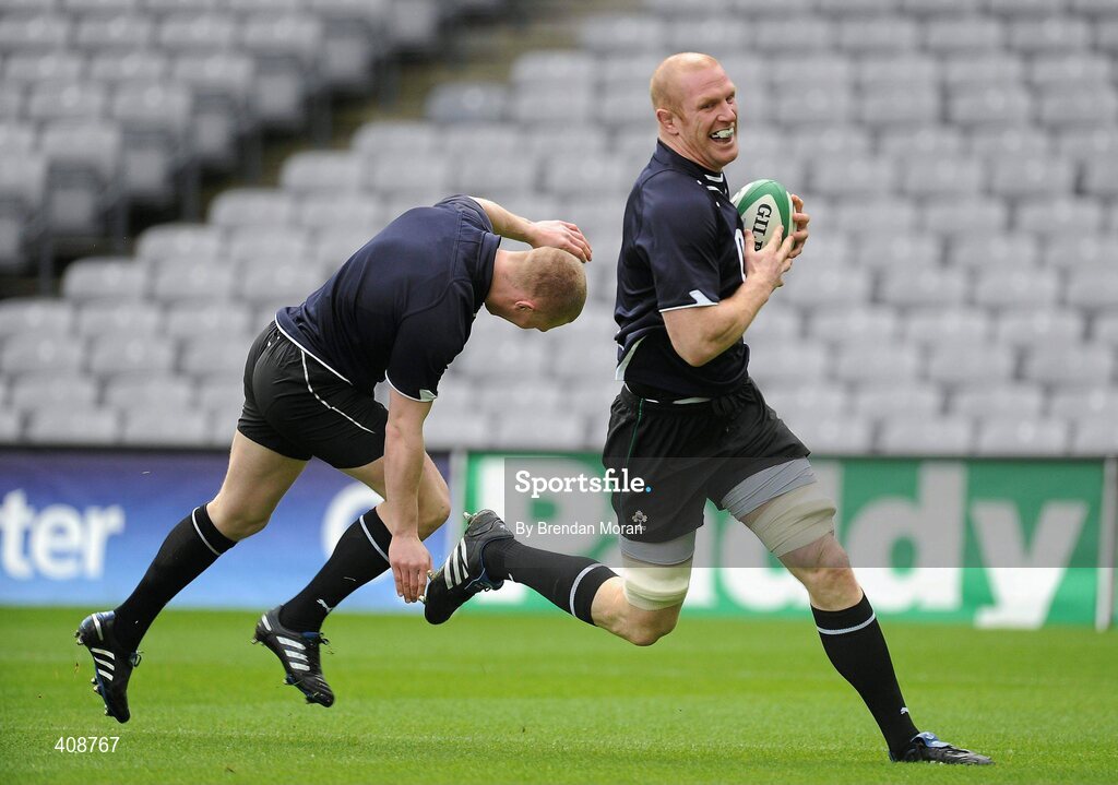 12 March 2010; Ireland's Paul O'Connell gets away from Keith Earls during the squad captain's run ahead of their RBS Six Nations Rugby Championship match against Wales on Saturday. Croke Park, Dublin. Picture credit: Brendan Moran / SPORTSFILE