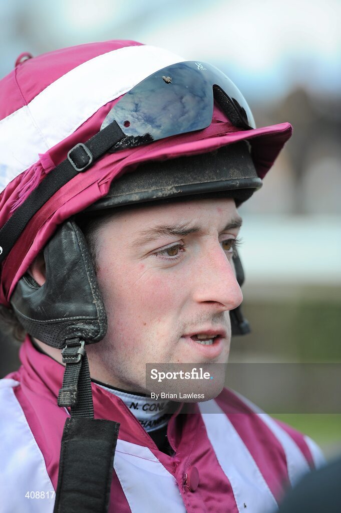 28 February 2010; Jockey Paddy Flood. Leopardstown Racecourse, Dublin. Picture credit: Brian Lawless / SPORTSFILE