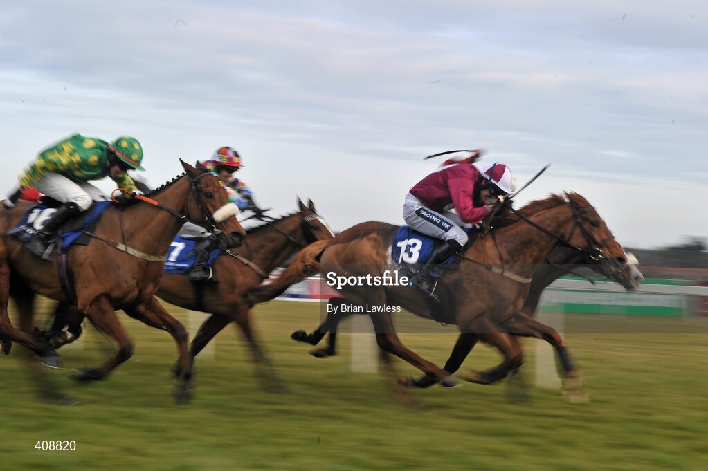 28 February 2010; Tarkari (13), with Ruby Walsh up, races to the finish to win The www.leopardstown.com Handicap Hurdle. Leopardstown Racecourse, Dublin. Picture credit: Brian Lawless / SPORTSFILE