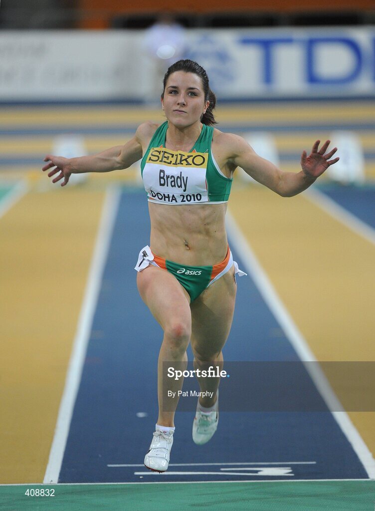 12 March 2010; Ireland's Claire Brady on her way to finishing in 5th place in the Women's 60m Heats at the 13th IAAF World Indoor Athletics Championships, Doha, Qatar. Picture credit: Pat Murphy / SPORTSFILE