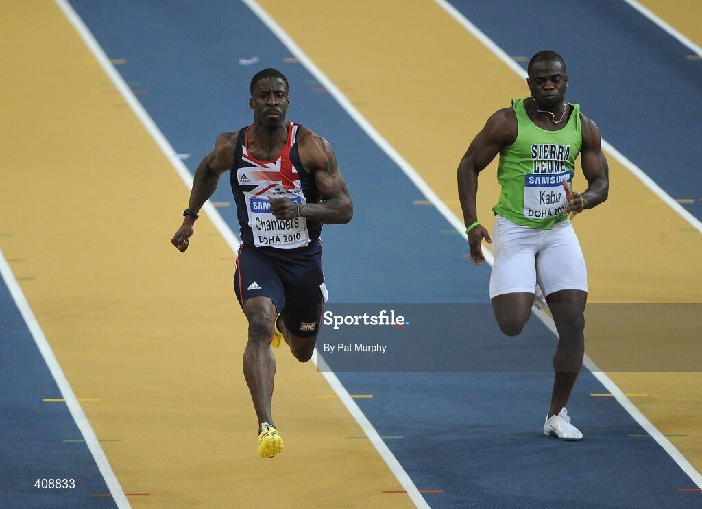 12 March 2010; Dwain Chambers, Great Britain, on his way to winning his heat of the Men's 60m event at the 13th IAAF World Indoor Athletics Championships, Doha, Qatar. Picture credit: Pat Murphy / SPORTSFILE