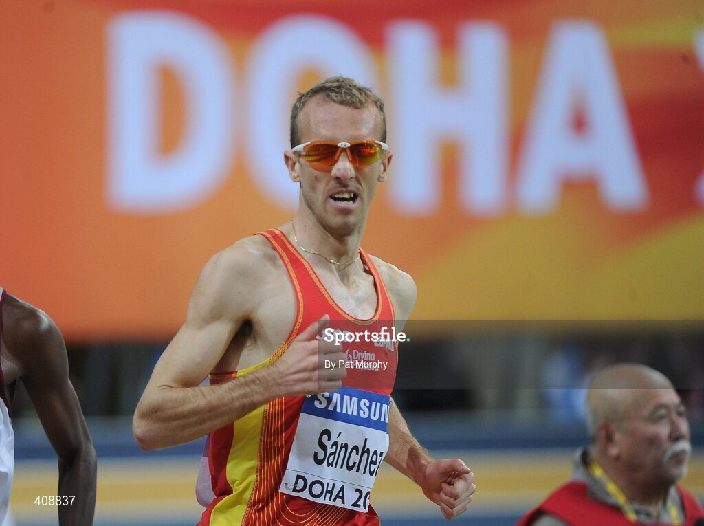 12 March 2010; Spain's Sergio Sánchez on his way to finishing in third place in his heat to qualify for the Men's 3000m final at the 13th IAAF World Indoor Athletics Championships, Doha, Qatar. Picture credit: Pat Murphy / SPORTSFILE
