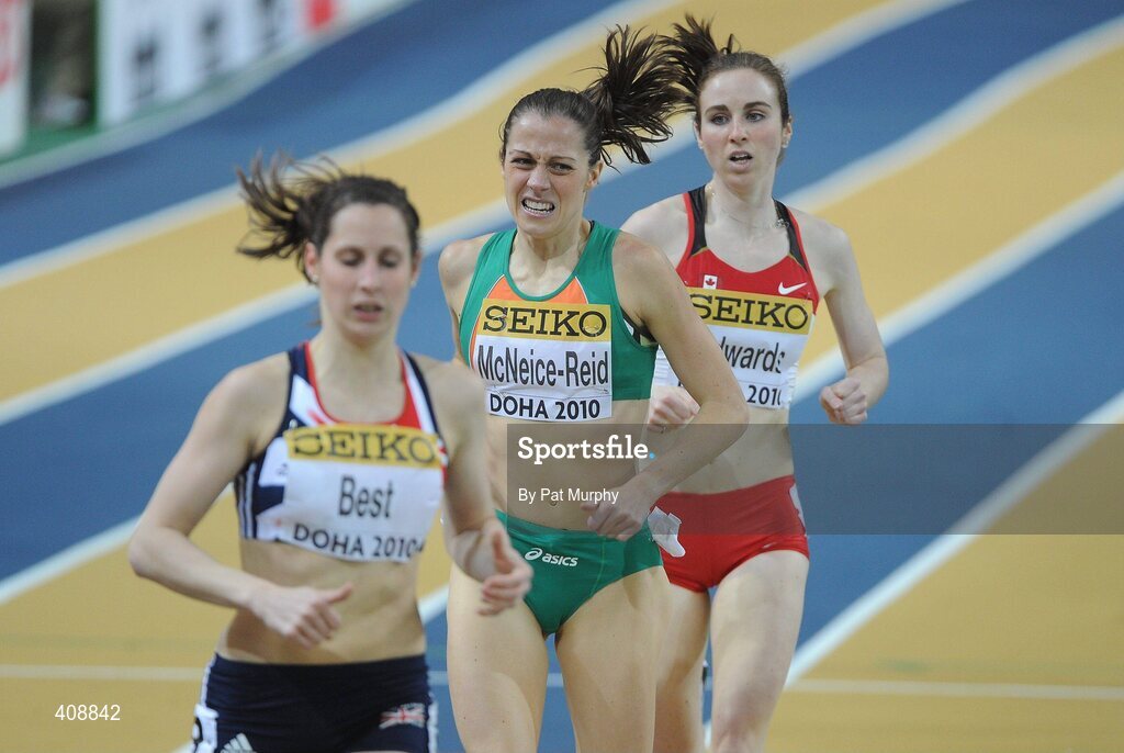 12 March 2010; Ireland's Kelly McNeice-Reid in action during the Women's 1500m Heats, where she finished 7th in a time of 4:16:26, at the 13th IAAF World Indoor Athletics Championships, Doha, Qatar. Picture credit: Pat Murphy / SPORTSFILE