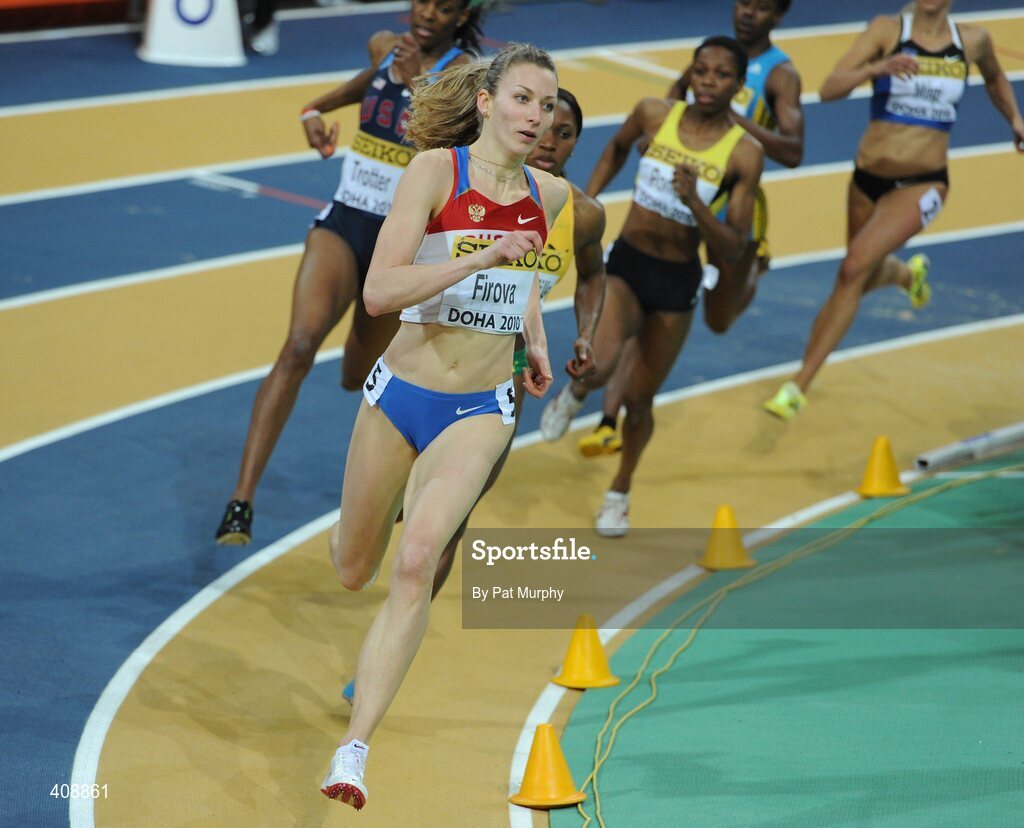 12 March 2010; Tatyana Firova, Russia, on her way to winning her Women's 400m semi-final, in a time of 51.36, at the 13th IAAF World Indoor Athletics Championships, Doha, Qatar. Picture credit: Pat Murphy / SPORTSFILE
