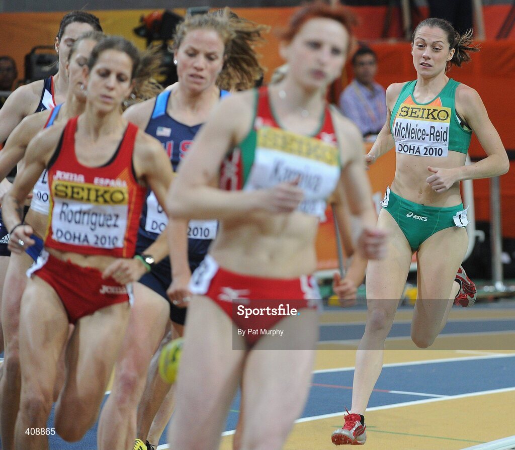 12 March 2010; Ireland's Kelly McNeice-Reid in action during the Women's 1500m Heats, where she finished 7th in a time of 4:16:26, at the 13th IAAF World Indoor Athletics Championships, Doha, Qatar. Picture credit: Pat Murphy / SPORTSFILE