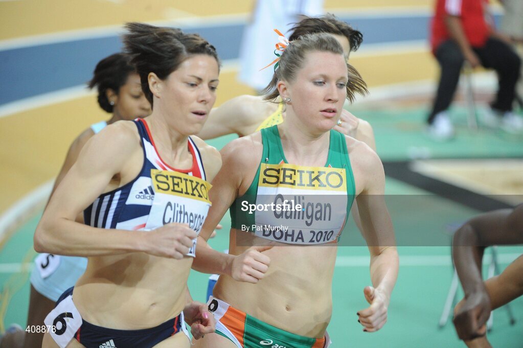 12 March 2010; Ireland's Roseanne Galligan on her way to finishing in 7th place, in a time of 4:17:04, during the Women's 1500m Heats at the 13th IAAF World Indoor Athletics Championships, Doha, Qatar. Picture credit: Pat Murphy / SPORTSFILE