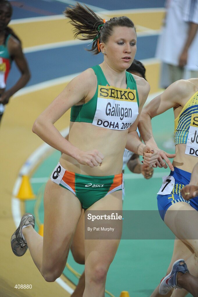 12 March 2010; Ireland's Roseanne Galligan on her way to finishing in 7th place, in a time of 4:17:04, during the Women's 1500m Heats at the 13th IAAF World Indoor Athletics Championships, Doha, Qatar. Picture credit: Pat Murphy / SPORTSFILE