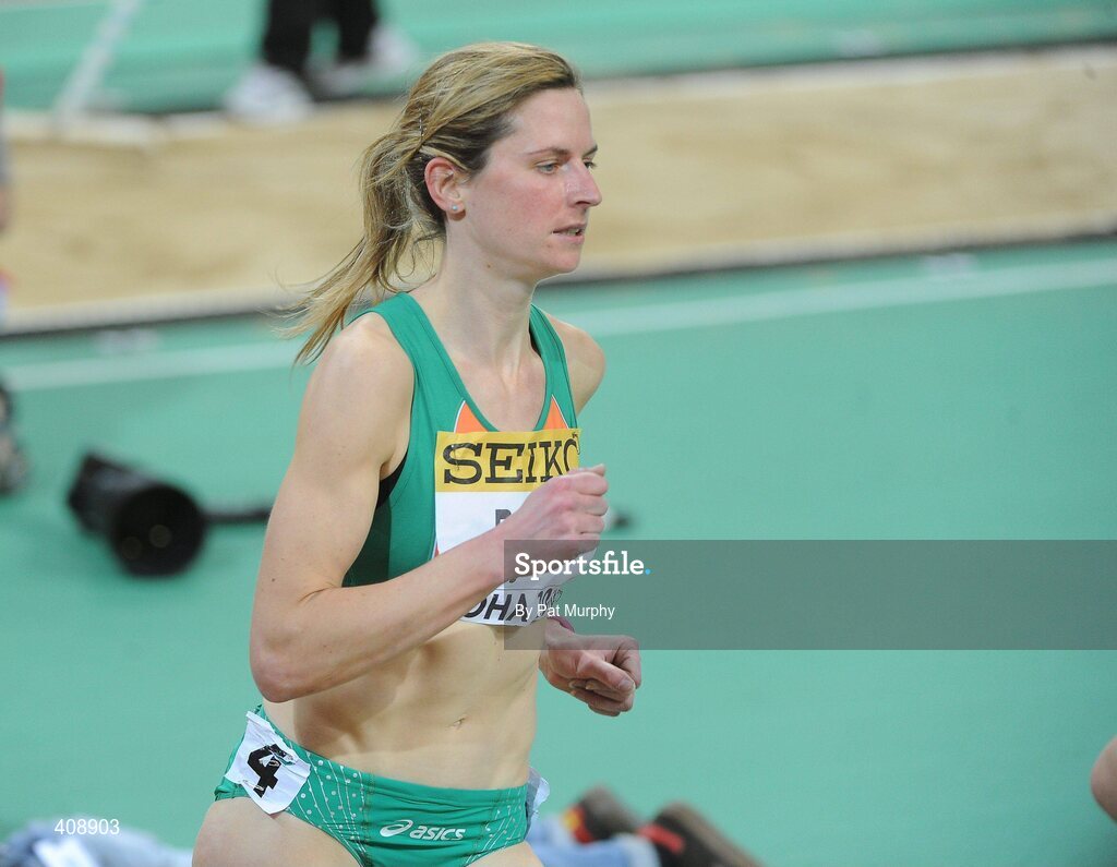 12 March 2010; Ireland's Deirdre Byrne on her way to finishing in 10th place, in a time of 8:58.94, during her Women's 3000m Heats at the 13th IAAF World Indoor Athletics Championships, Doha, Qatar. Picture credit: Pat Murphy / SPORTSFILE