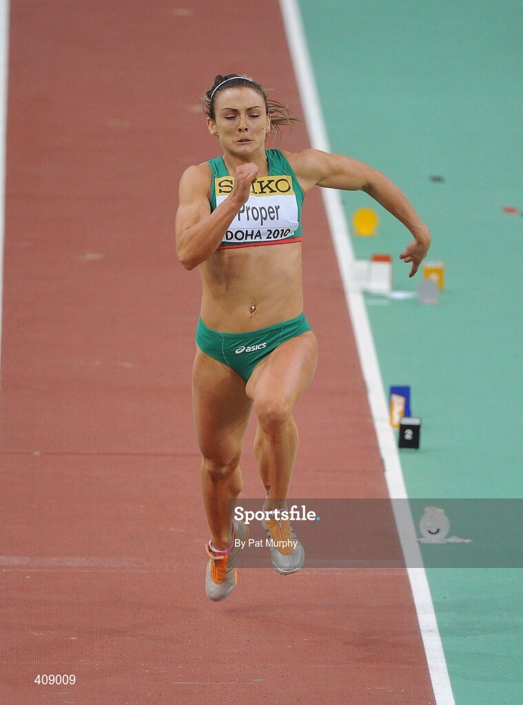 13 March 2010; Ireland's Kelly Proper in action during the Women's Long Jump heats at the 13th IAAF World Indoor Athletics Championships, Doha, Qatar. Picture credit: Pat Murphy / SPORTSFILE