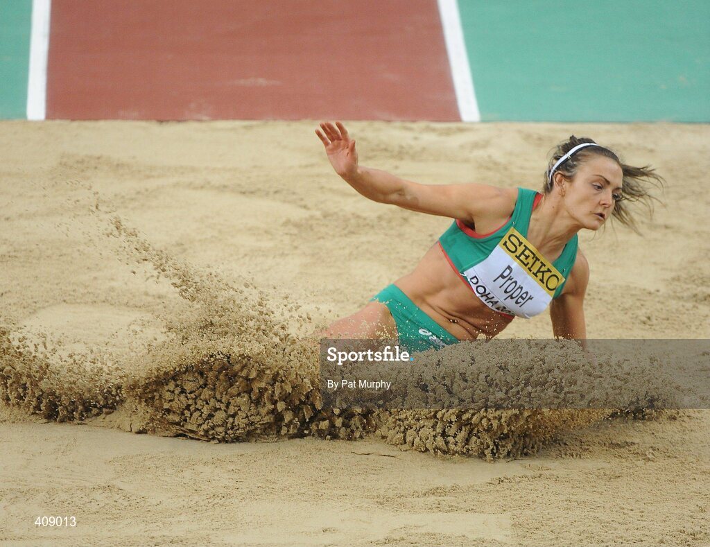 13 March 2010; Ireland's Kelly Proper in action during the Women's Long Jump heats at the 13th IAAF World Indoor Athletics Championships, Doha, Qatar. Picture credit: Pat Murphy / SPORTSFILE
