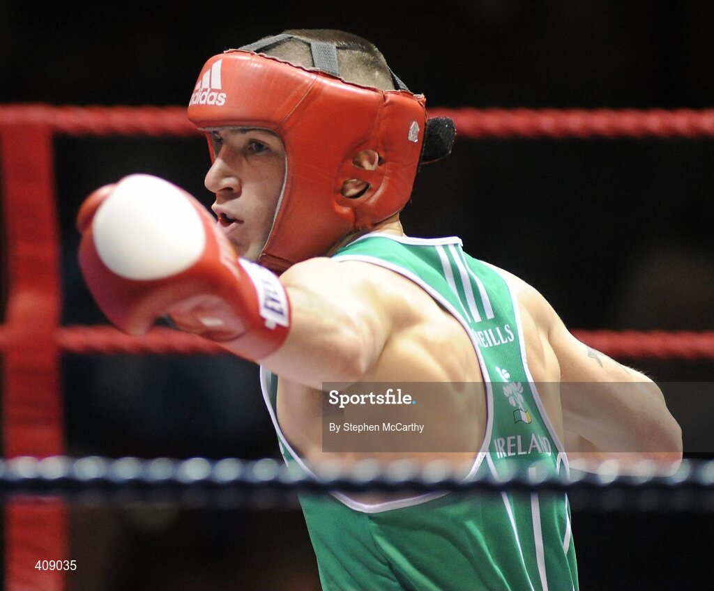 12 March 2010; John Joe Nevin, Ireland, in action against Vittorio Parrinello, Italy, during their 54kg bout. Elite International, National Stadium, Dublin. Picture credit: Stephen McCarthy / SPORTSFILE