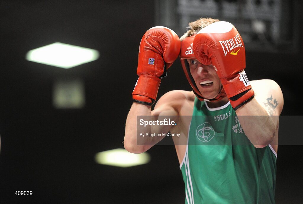 12 March 2010; Eric Donovan, Ireland, during his 60kg bout with Domenico Valentino, Italy. Elite International, National Stadium, Dublin. Picture credit: Stephen McCarthy / SPORTSFILE