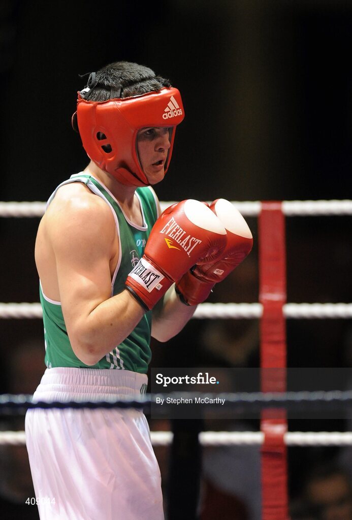 12 March 2010; Darren O'Neill, Ireland, in action against Luca Podda, Italy, during their 75kg bout. Elite International, National Stadium, Dublin. Picture credit: Stephen McCarthy / SPORTSFILE