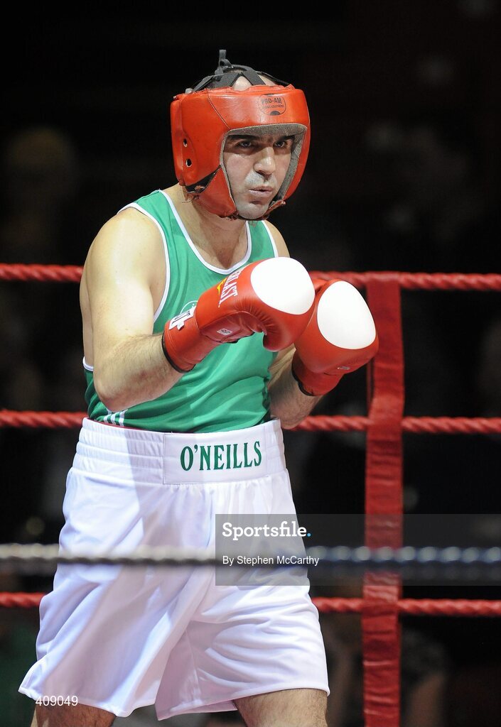 12 March 2010; Disha Gezim, Ireland, in action against Simone Fiori, Italy, during their 81kg bout. Elite International, National Stadium, Dublin. Picture credit: Stephen McCarthy / SPORTSFILE